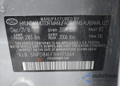 2017 Hyundai Elantra Se from USA, damaged, VIN 5NPD84LF1HH175664